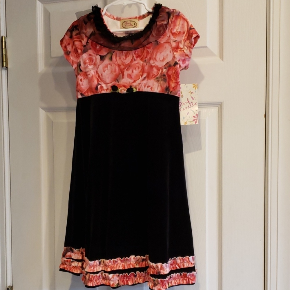 Velvet dress with Roses